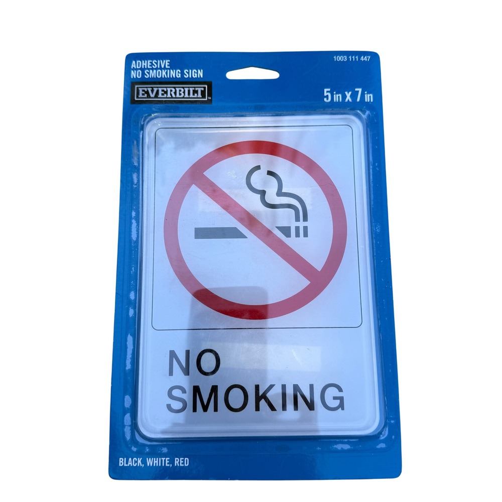 Everbilt 5x7" Adhesive No Smoking Sign Black/White/Red 1003 111 447